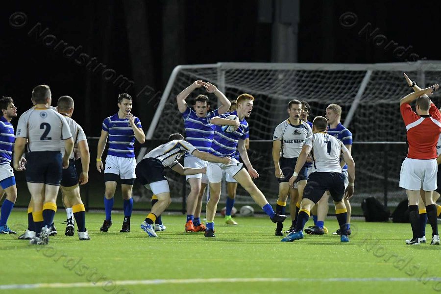Wheaton Men\'s Rugby vs Mass Maritime.  Photo by Keith Nordstrom